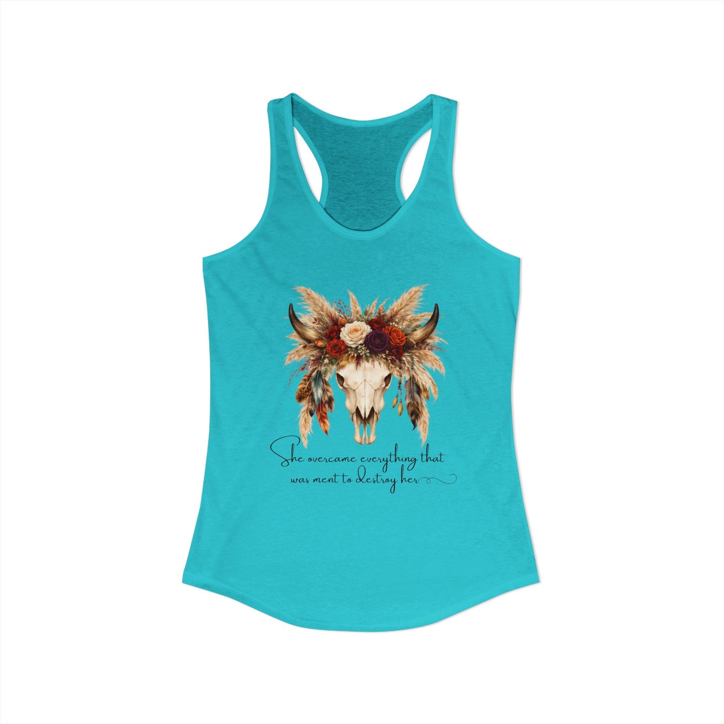 (Colors)bull-flowers--Women's Ideal Racerback Tank