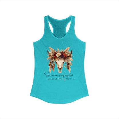 (Colors)bull-flowers--Women's Ideal Racerback Tank