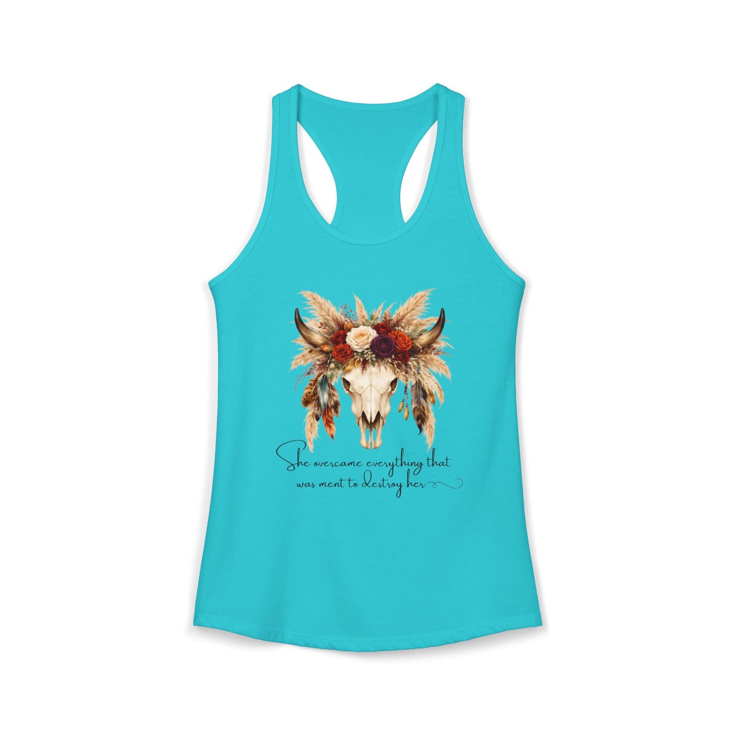 (Colors)bull-flowers--Women's Ideal Racerback Tank