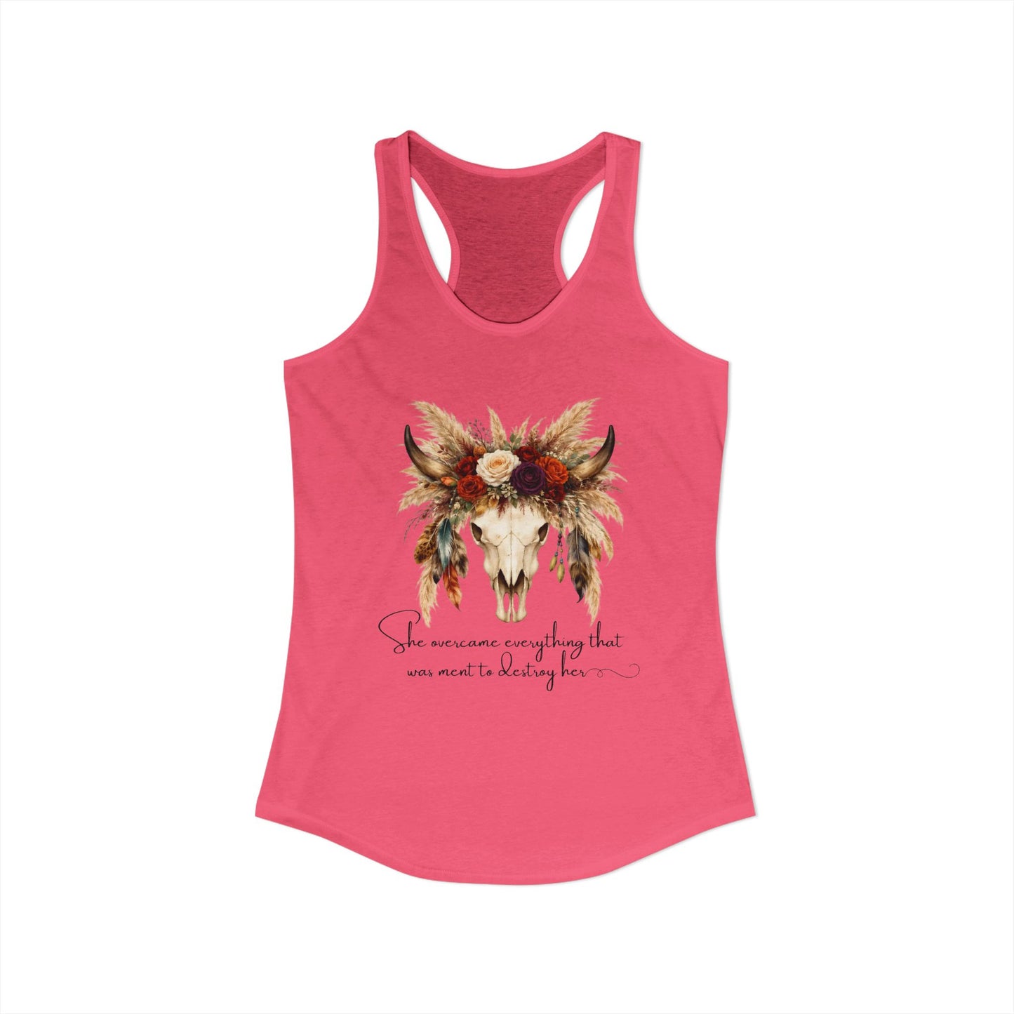 (Colors)bull-flowers--Women's Ideal Racerback Tank