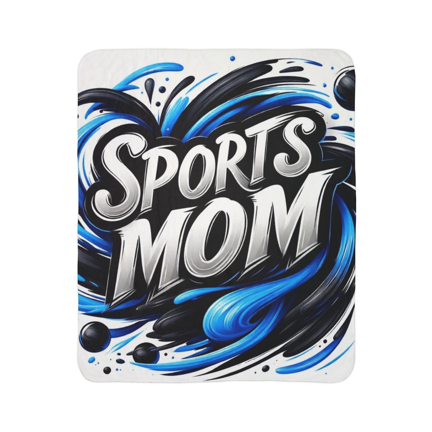 Sports Mom Fleece Sherpa Blanket — Cozy Blue Swirl Athletic Mom Gift