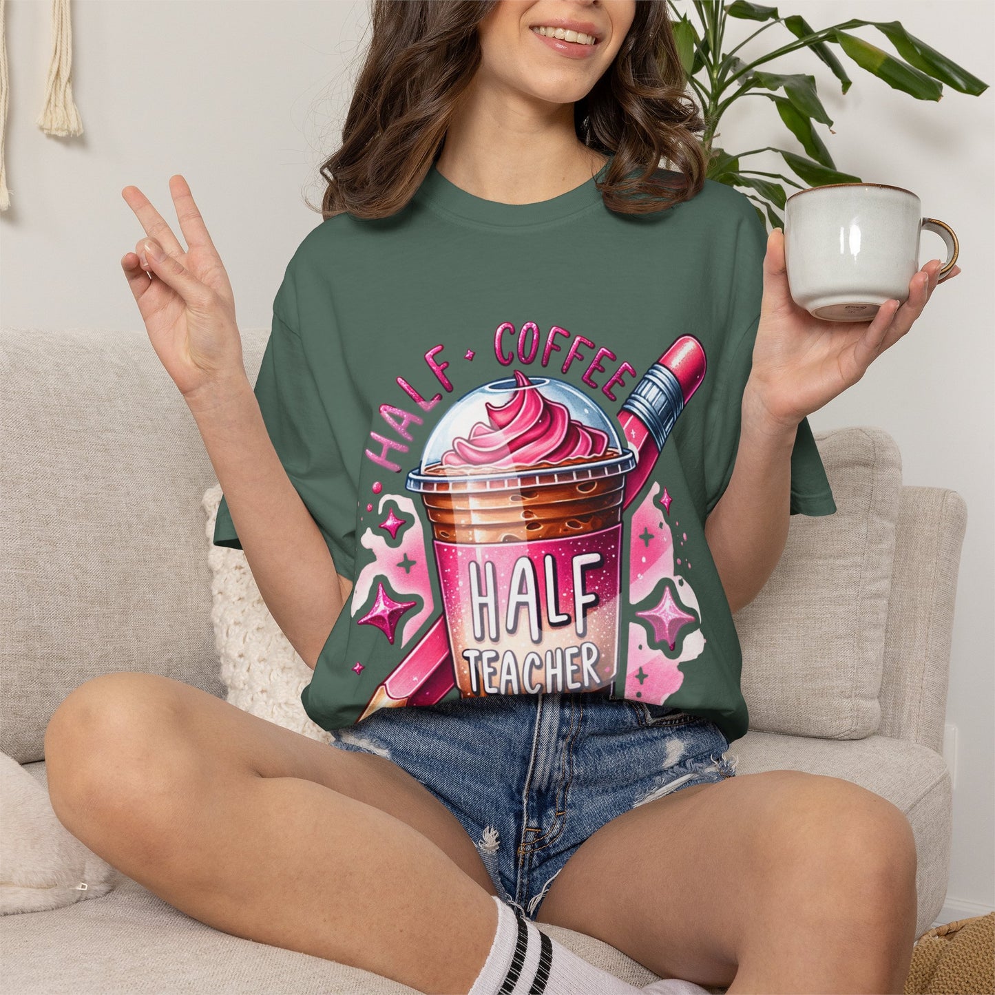 Half Teacher Coffee T-Shirt —