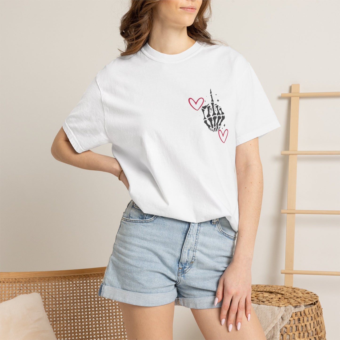 Graphic T-Shirt — "If You Think I'm a Bitch" Skeleton Hand Design