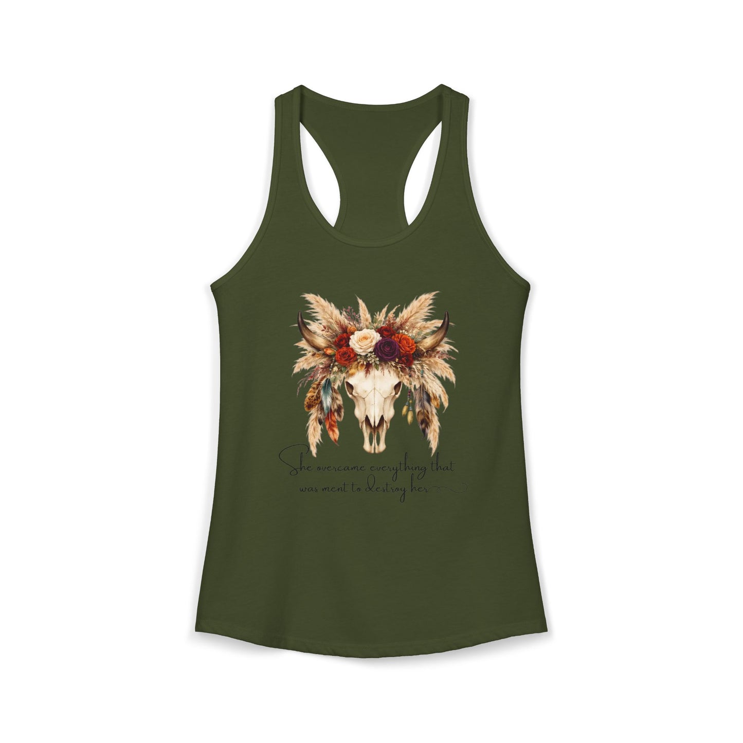 (Colors)bull-flowers--Women's Ideal Racerback Tank