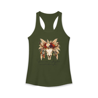 (Colors)bull-flowers--Women's Ideal Racerback Tank