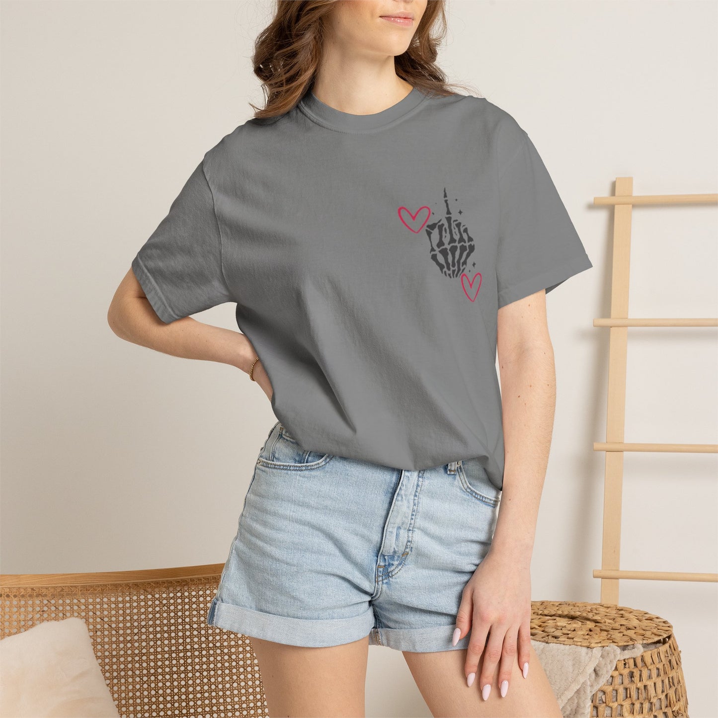 Graphic T-Shirt — "If You Think I'm a Bitch" Skeleton Hand Design