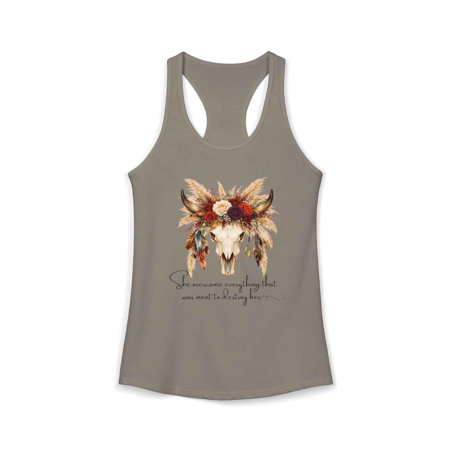 (Colors)bull-flowers--Women's Ideal Racerback Tank