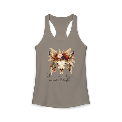(Colors)bull-flowers--Women's Ideal Racerback Tank