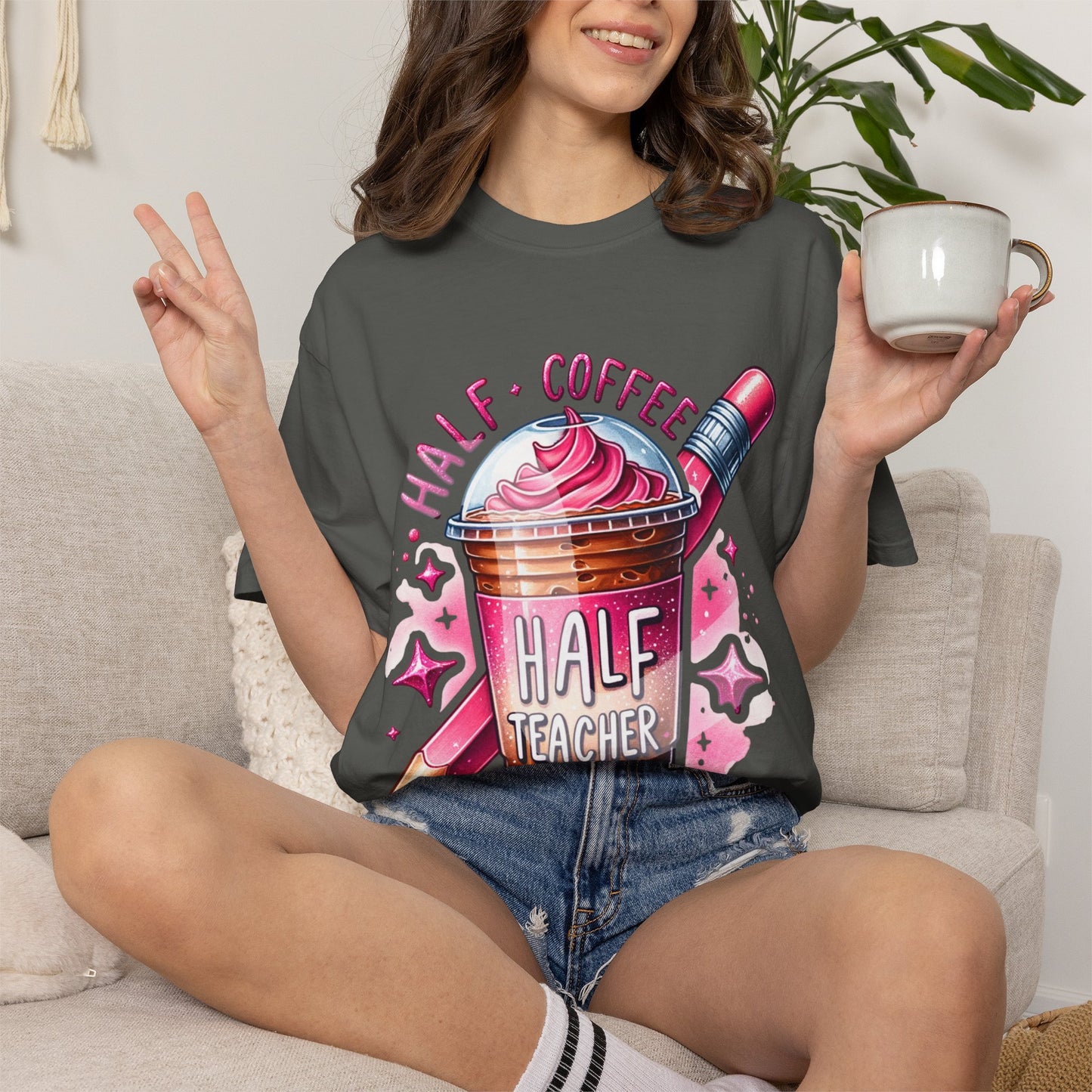 Half Teacher Coffee T-Shirt —