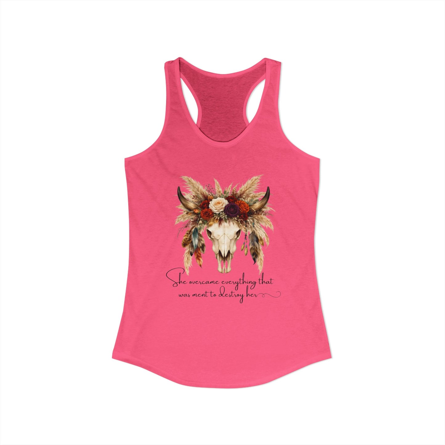 (Colors)bull-flowers--Women's Ideal Racerback Tank